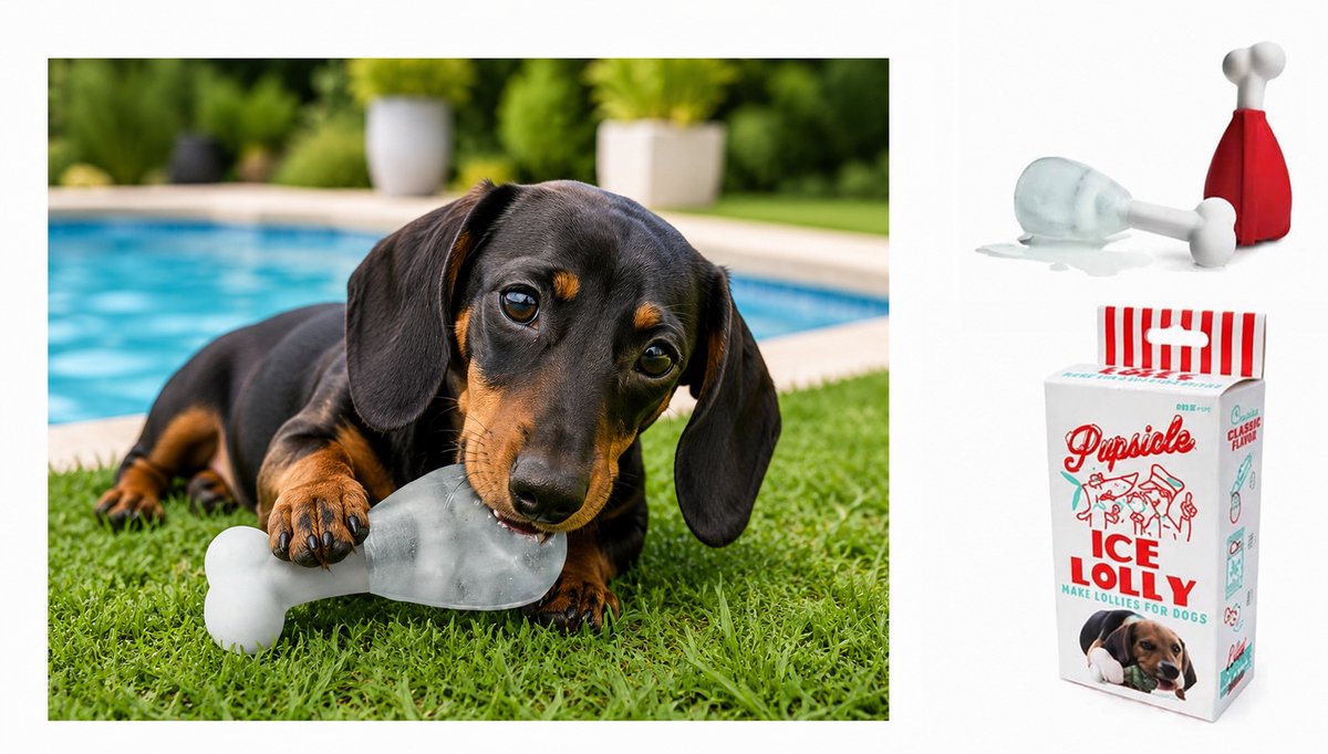 Teckel – honden IJslollyvorm voor honden – kauwspeelgoed – siliconen ijsblokjesvorm – hondensnoep – honden ijsblokjes – set van 2 stuks hondenijslollys