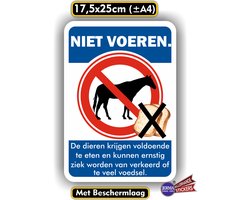 Jerma - Paarden Niet Voeren sticker - 17.5 x 25 cm - Vinyl - zelfklevend - transparant beschermlaag