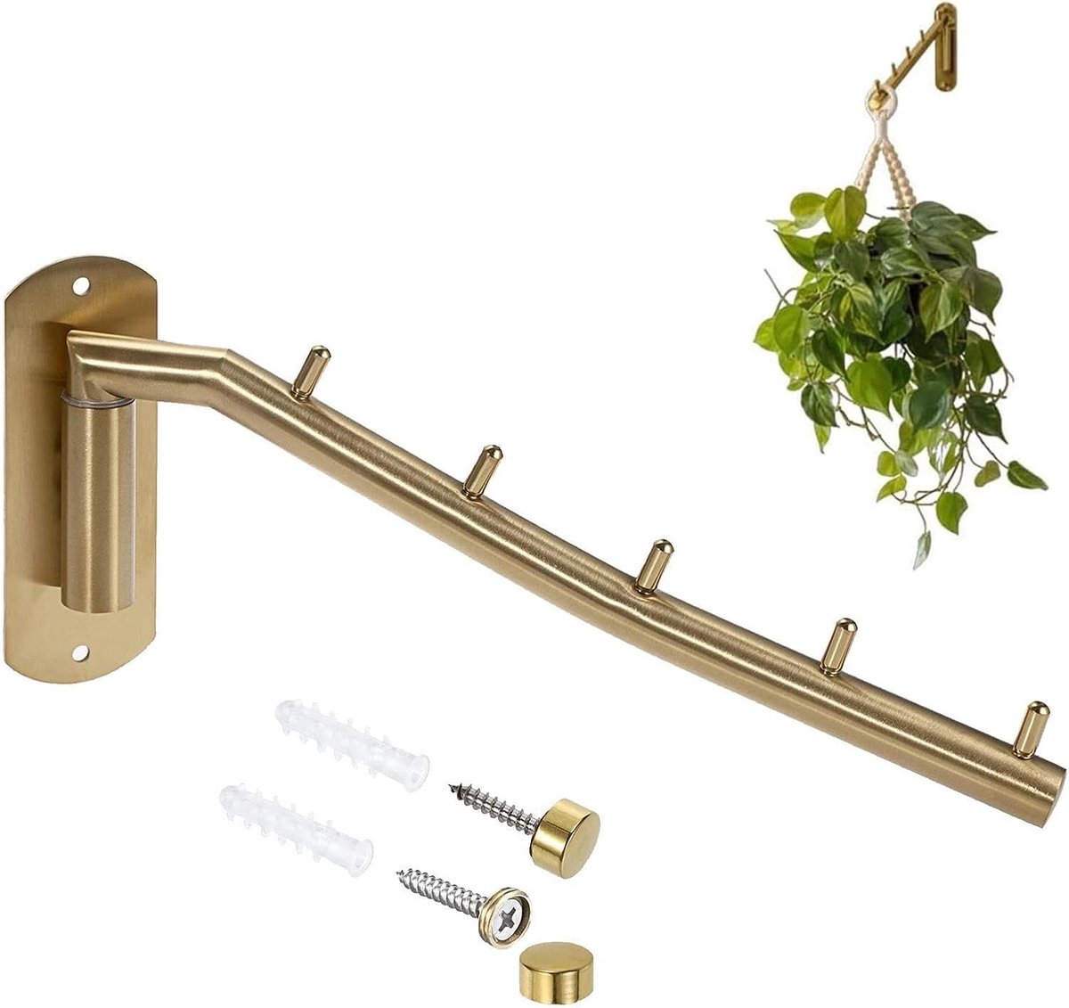 Plantenhaken Muur - Wandhaken Planten - Decoratieve Ophanging - Draaibaar & Verstelbaar - 30 x 12 x 3 cm