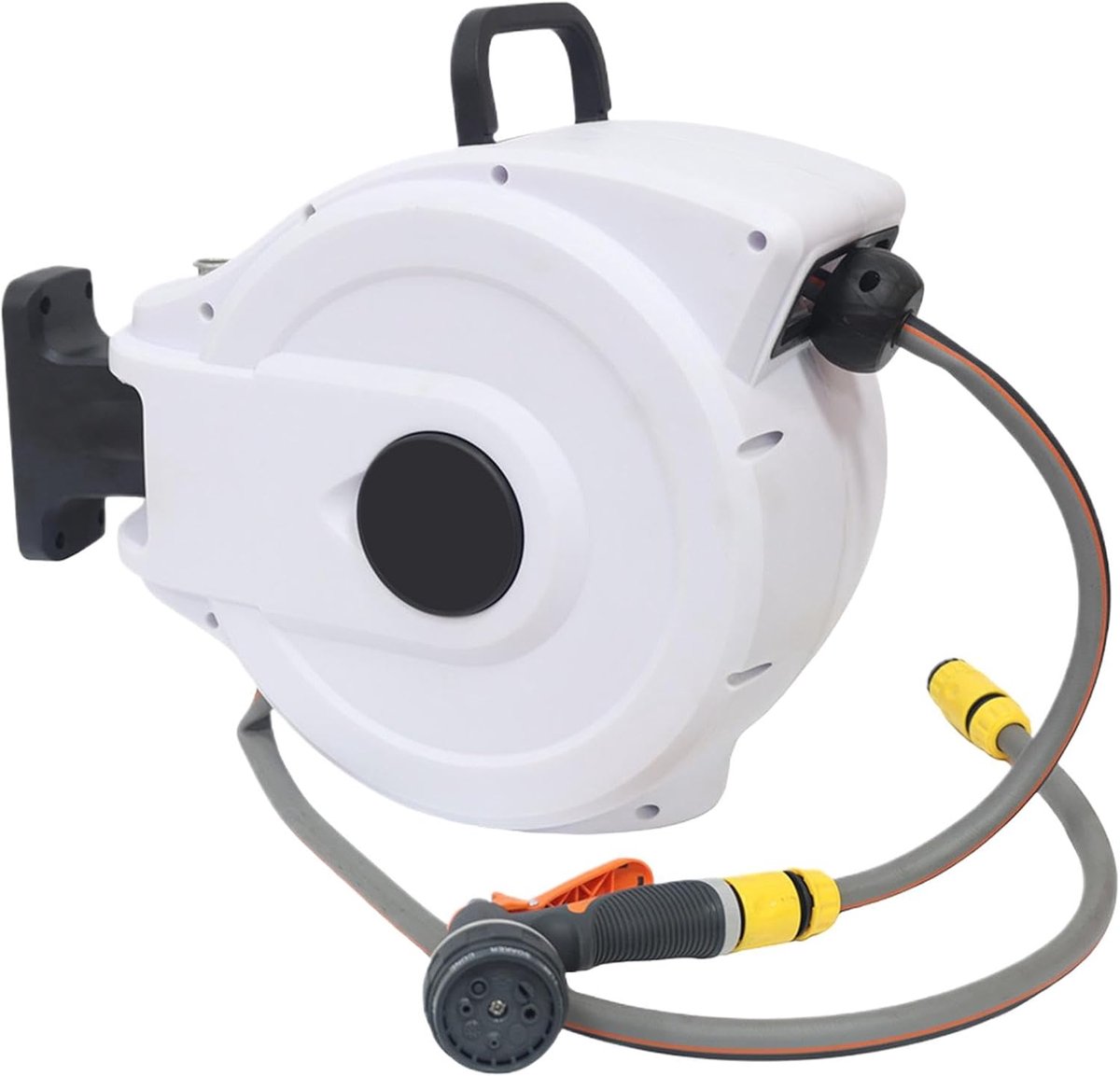 Automatische Slanghaspel - Intrekbare Waterslang - Tuinonderhoud - 180 Graden Draaibaar - 15 Meter Lengte - Wit