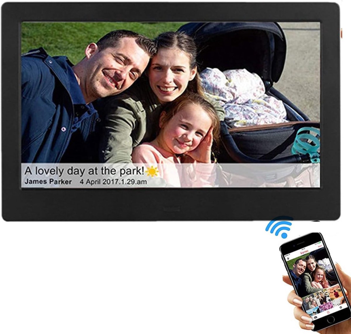 Digitale Fotolijst - Smart Frame Wifi - Foto's Delen - 101 Inch HD Touchscreen - 1280 x 800 - Zwart