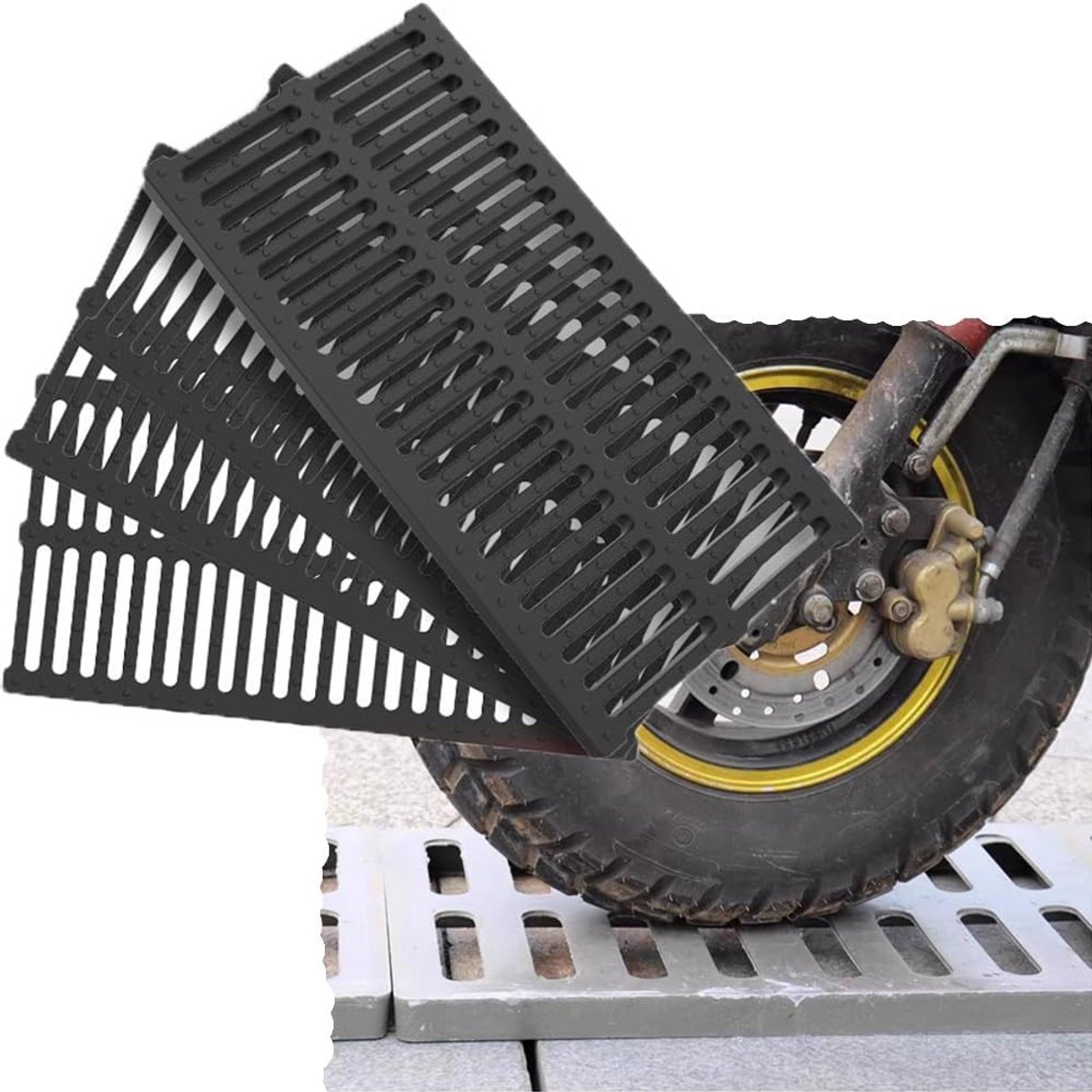 Afvoerrooster Buiten - Rioolrooster Kunststof - Water Afvoeren - Antislip Loopvlak - 305 cm - Zwart