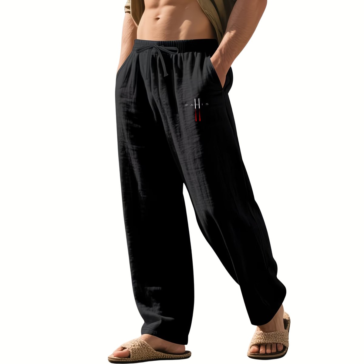 Currero Linnen Broek Heren - Zomerbroek - Volwassenen - Lange Broek - Pantalon - Strandbroek - Zomer - Ibiza Stijl - Zwart M
