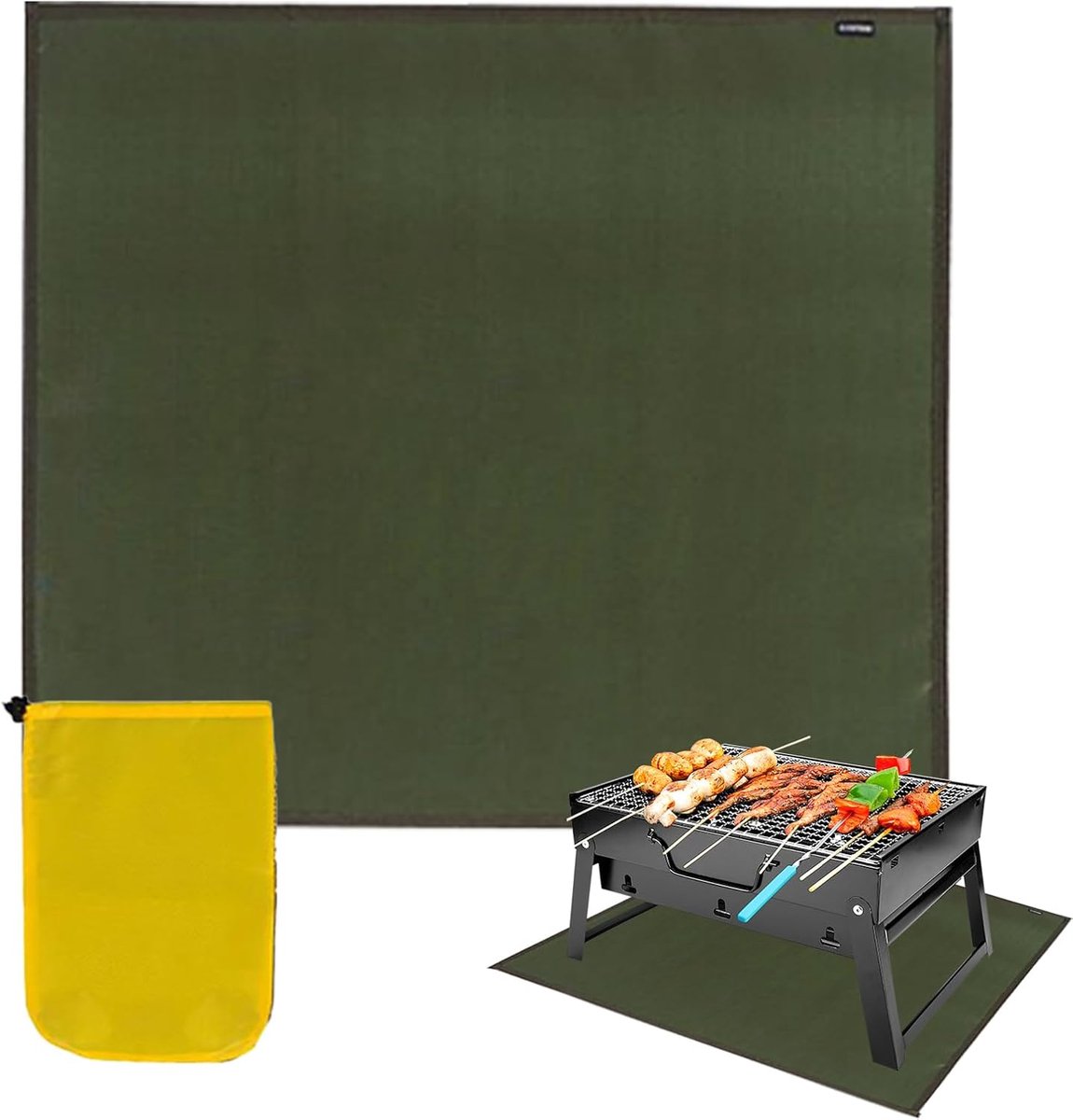 Vuurkorf onderlegger - Terrasonderlegger grill - Buiten koken - Vonk- en hittebestendig - 61 x 53 cm - Groen