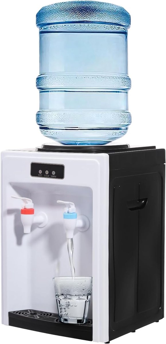 Elektrische Waterdispenser - Drinkfontein - Direct Water - Warm en Koud - 24 x 24 x 36 cm - Zwart-Wit