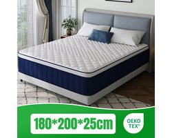 Matras 180x200 - matras 25cm dik - 7 zones - pocketvering matras - Orthopedisch - OEKO-TEX Gecertificeerd - 10 Lagen Hoogwaardige Materialen - Anti-Allergische - Tweepersoonsmatrassen - medium - Voor Kinderen en Volwassenen