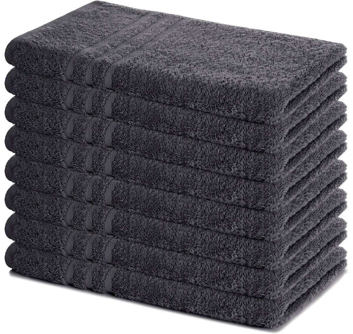 Lavea® Set van 8 Handdoeken 50x100 cm, 100% Katoen – Zacht en Absorberend – Perfect als Handdoek voor Thuis en Hotel – Antraciet