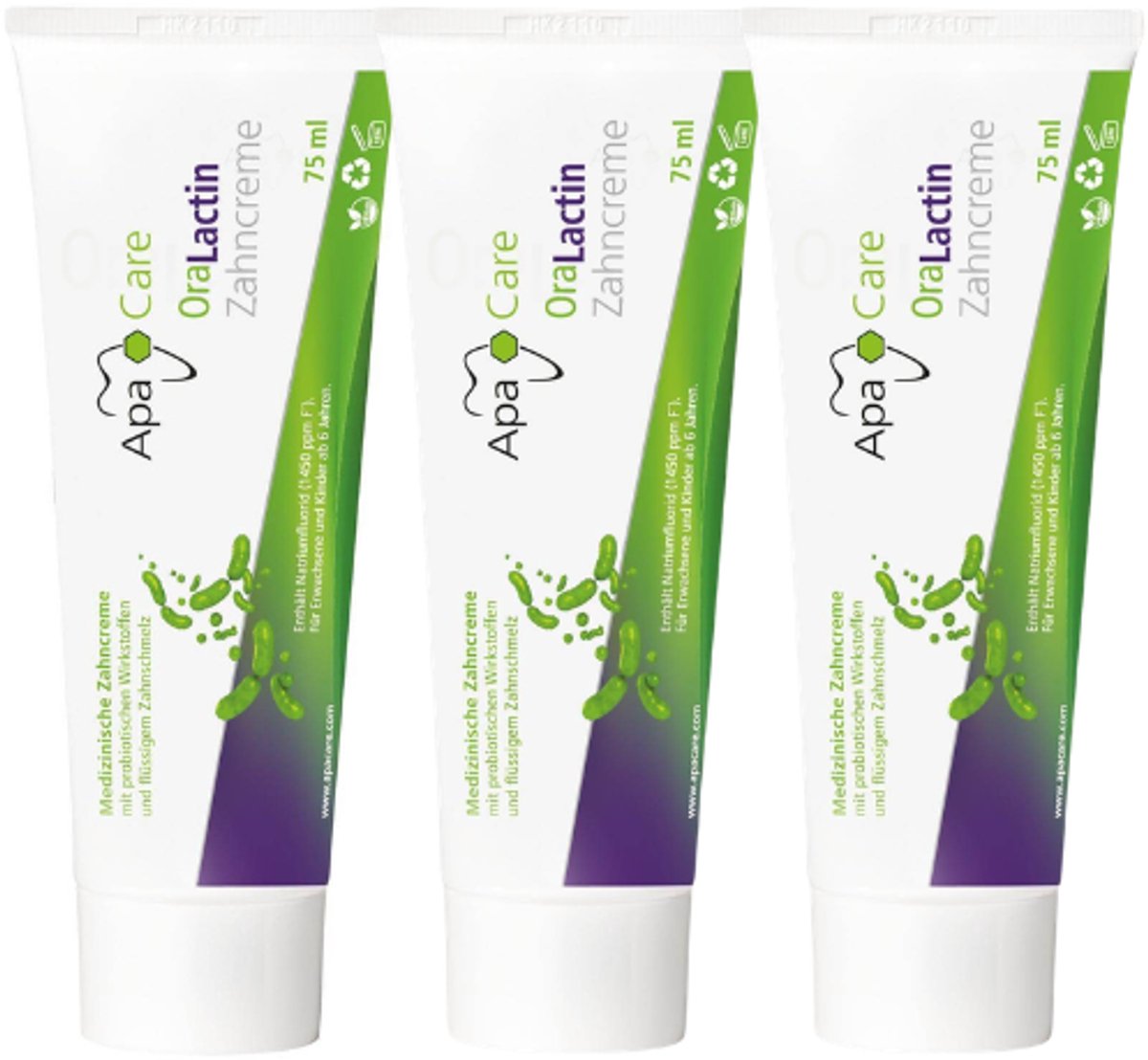 ApaCare OraLactin Tandpasta Probiotisch - 3 x 75 ml - Voordeelverpakking