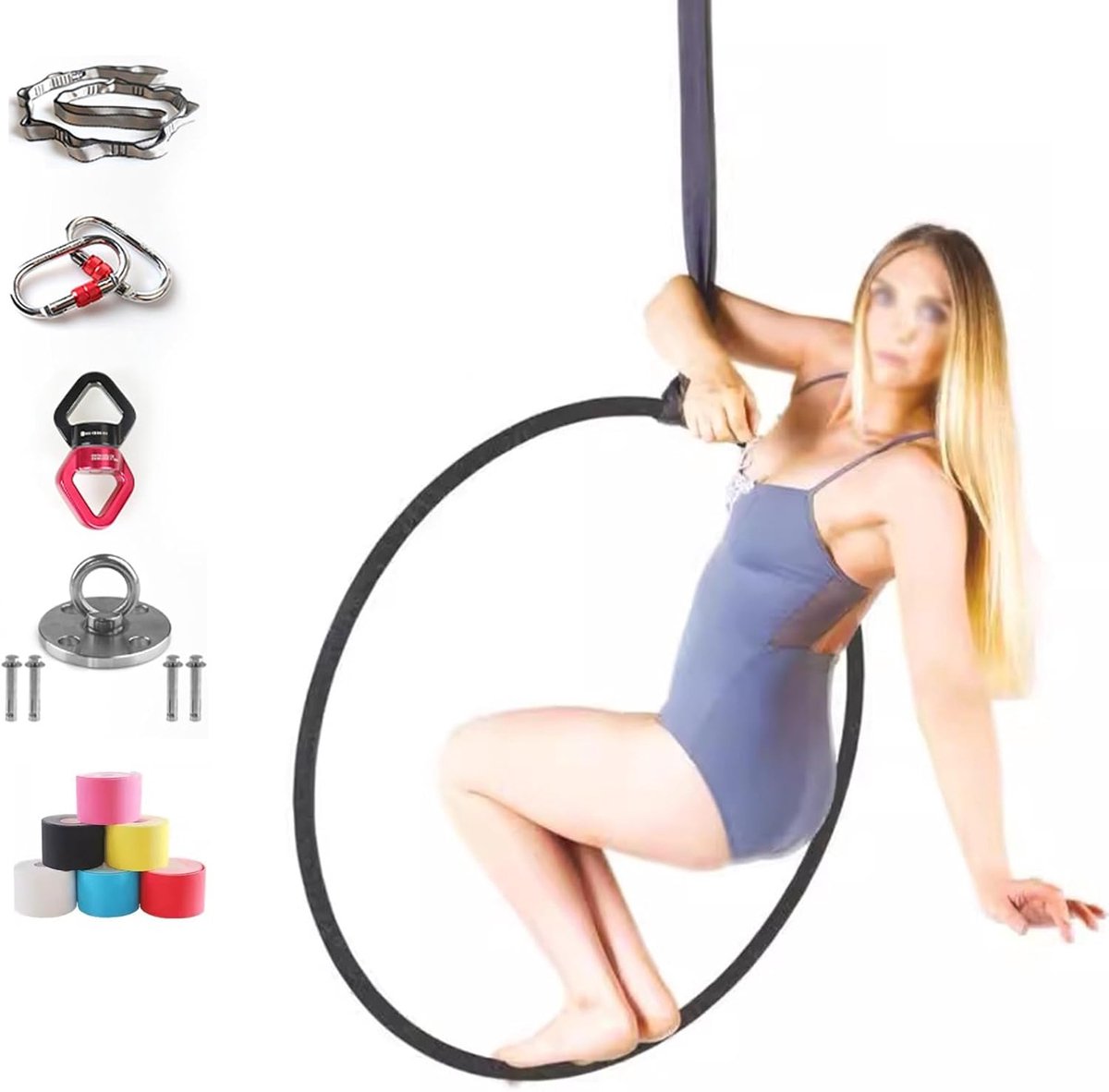 Vliegtuig Cirkel - Dansring - Luchtacrobatiek Training - Roestvrij Staal - 85 cm - Zilver