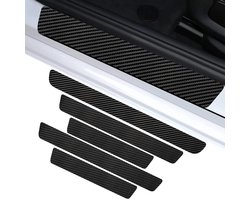 Dorpelbeschermers Auto - Koolstofvezel Strips - Autodeur Beschermen - Eenvoudige Installatie - 5 Stuks - Zwart