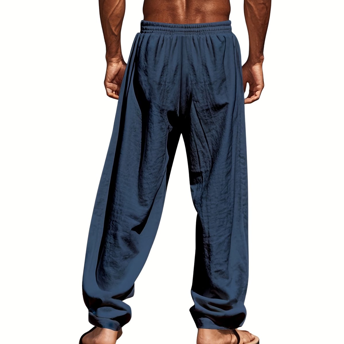 Currero Linnen Broek Heren - Zomerbroek - Volwassenen - Lange Broek - Pantalon - Strandbroek - Zomer - Ibiza Stijl - Khaki + Marineblauw S