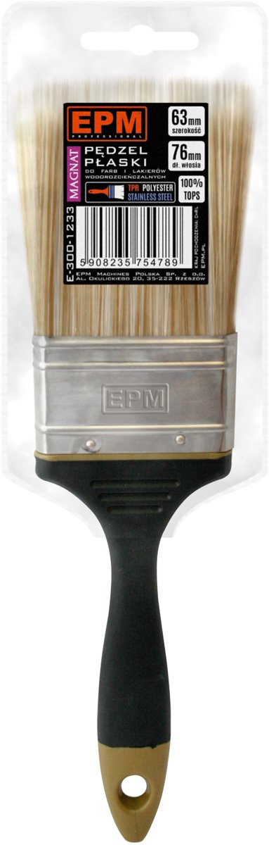 EPM PROF Magnat Serie - Engelse Platte Kwast - 76mm - Synthetische Vezels - Roestvrij Staal