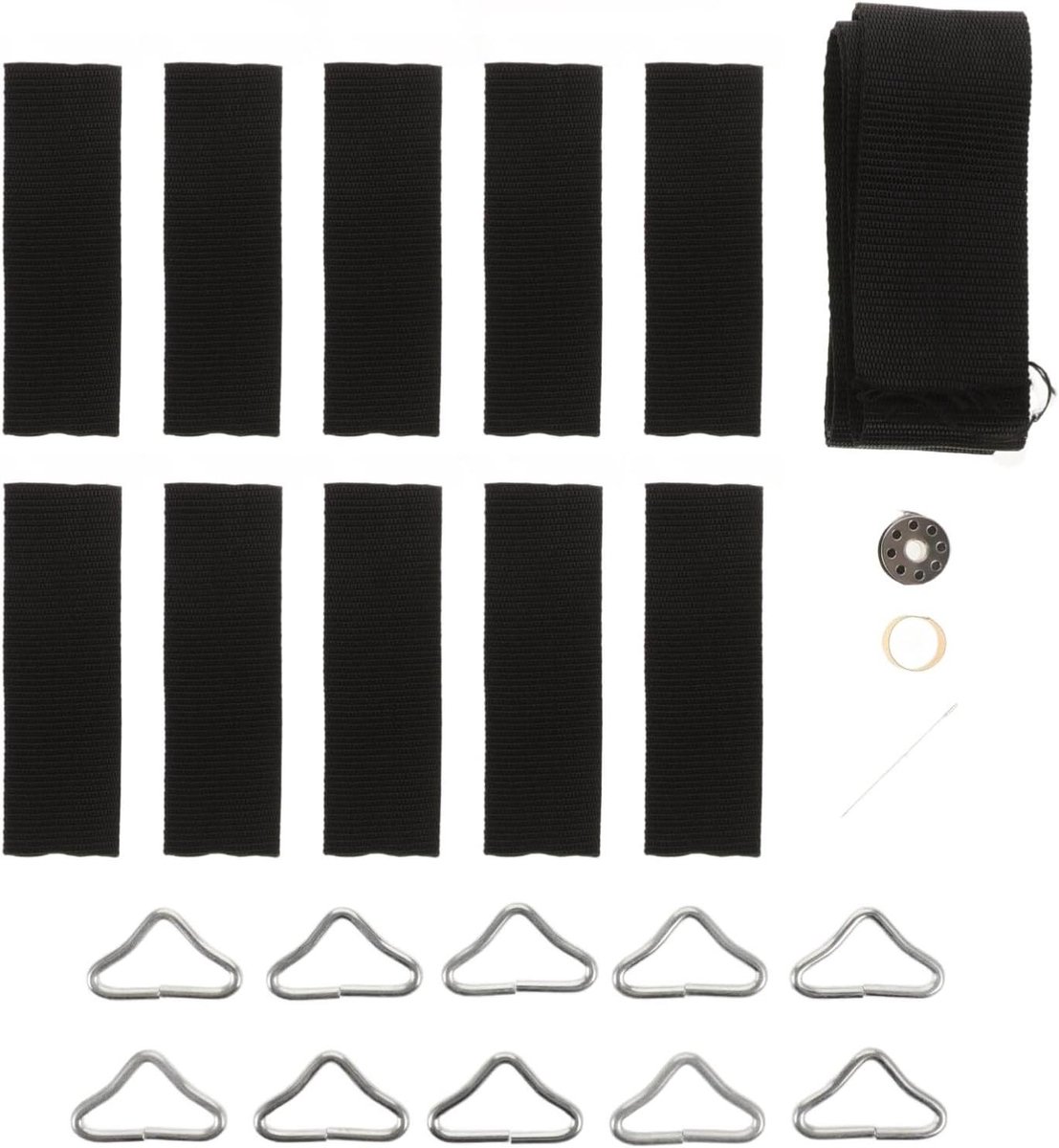 Trampoline Reparatieset - Matankers Gespen - Trampoline Onderhoud - Hoge Sterkte Structuur - 100 cm Banden - Zwart