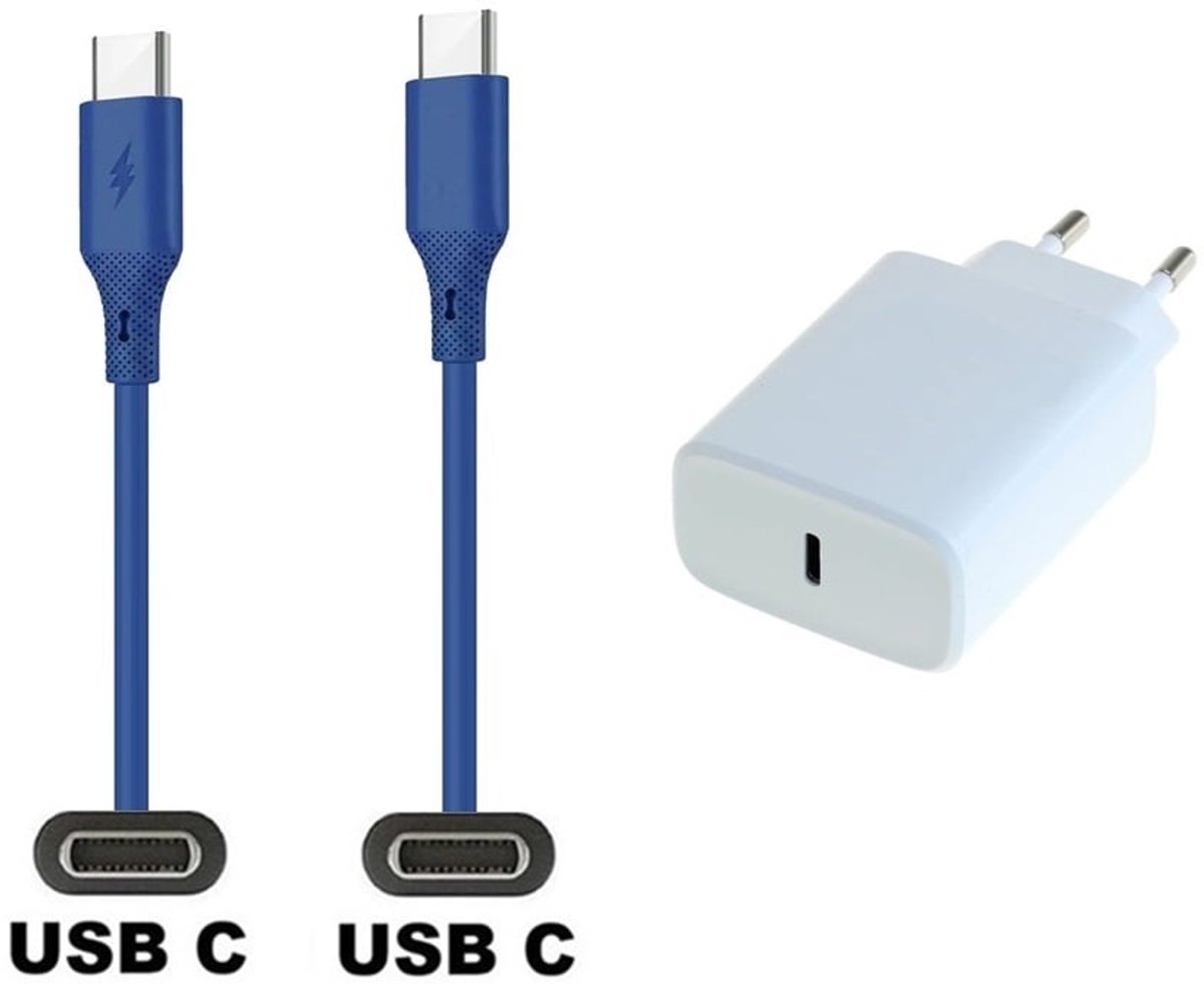20W snellader + 1,0m USB C naar C kabel. Universele PD lader. Oplader adapter past op JBL CLUB 700BT / 950NC / ONE / ONE Pro+, Wave 100 / 200 / 300 / Beam/ Buds / Flex, Reflect Aero / Mini NC
