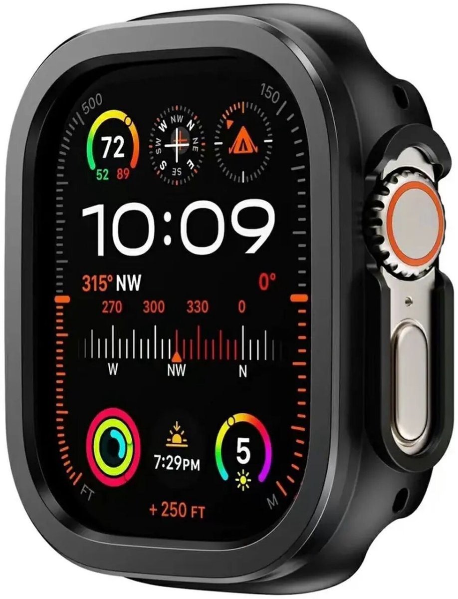 Hoesje Geschikt voor Apple Watch 11/10 46MM - Aluminium Bumper Frame Zwart