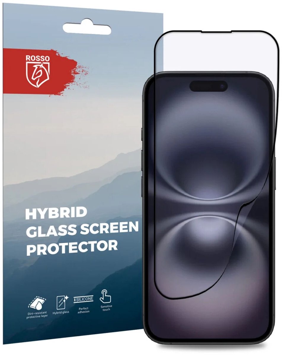 Rosso Hybrid Glass Geschikt voor Apple iPhone 16 - PMMA Glas Screen Protector - Plexiglas - Ultradun - Beschermlaag - Ultra Clear