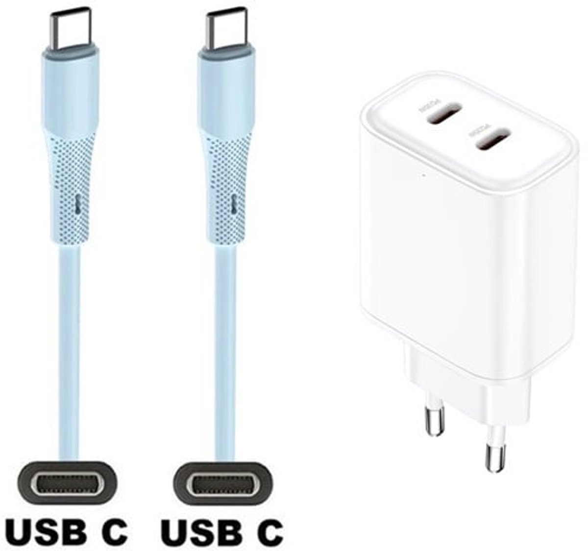 35W super snellader met 2 poorten USB C en USB C + 1,0m USB C naar C kabel. Universele PD lader. Oplader adapter past op Kobo (Rakuten) eReader Elipsa, Elipsa 2E, Sage, Libra 2, Libra Colour, Clara 2E, Clara Colour, Clara BW - Kindle (Amazon) Scribe