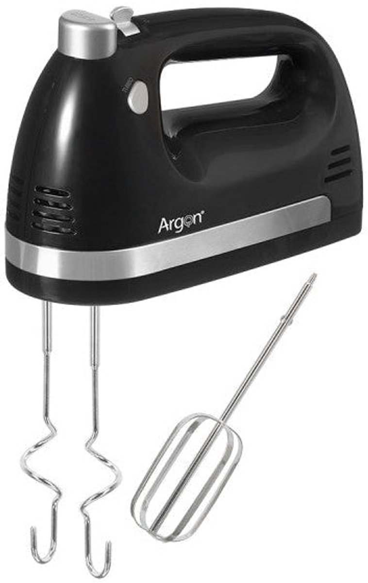Argon Handmixer Zwart - Inclusief Garden en Deeghaken - 400 W