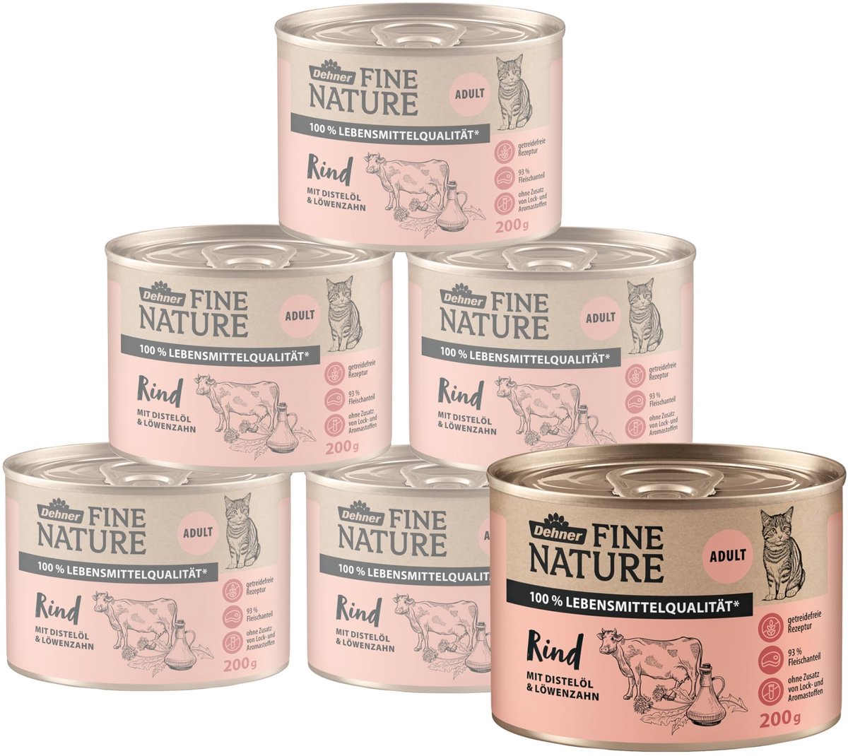 Solidchoice - Graanvrije Natvoeding voor Volwassen Katten met Rundvlees, 6 x 200 g