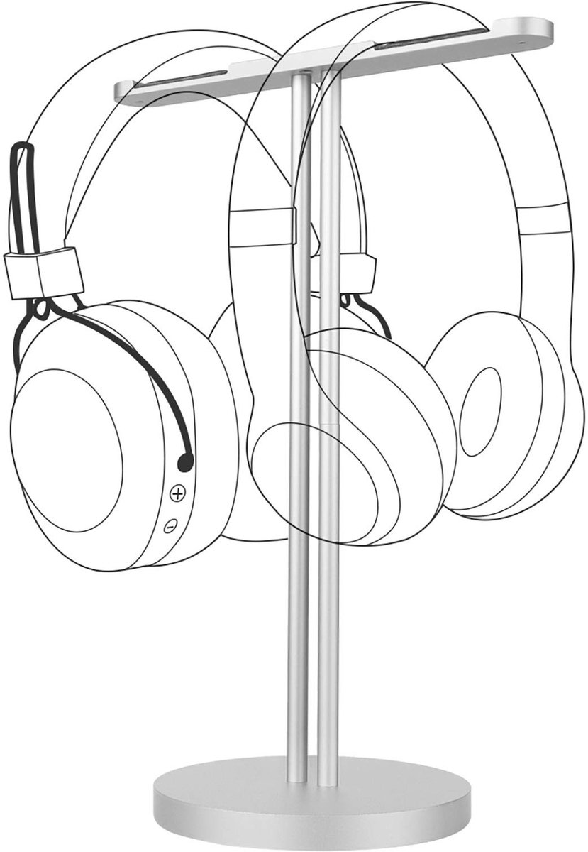 Solidchoice - Dubbele Aluminium Hoofdtelefoonhouder met Stevige Basis voor Gaming Headsets