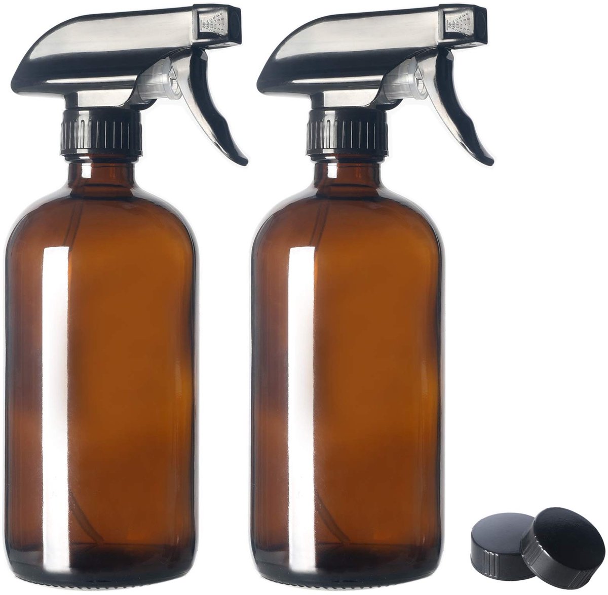 Solidchoice - Amber Glazen Fles met Trigger Sprayer - 480ml (2 Stuks)