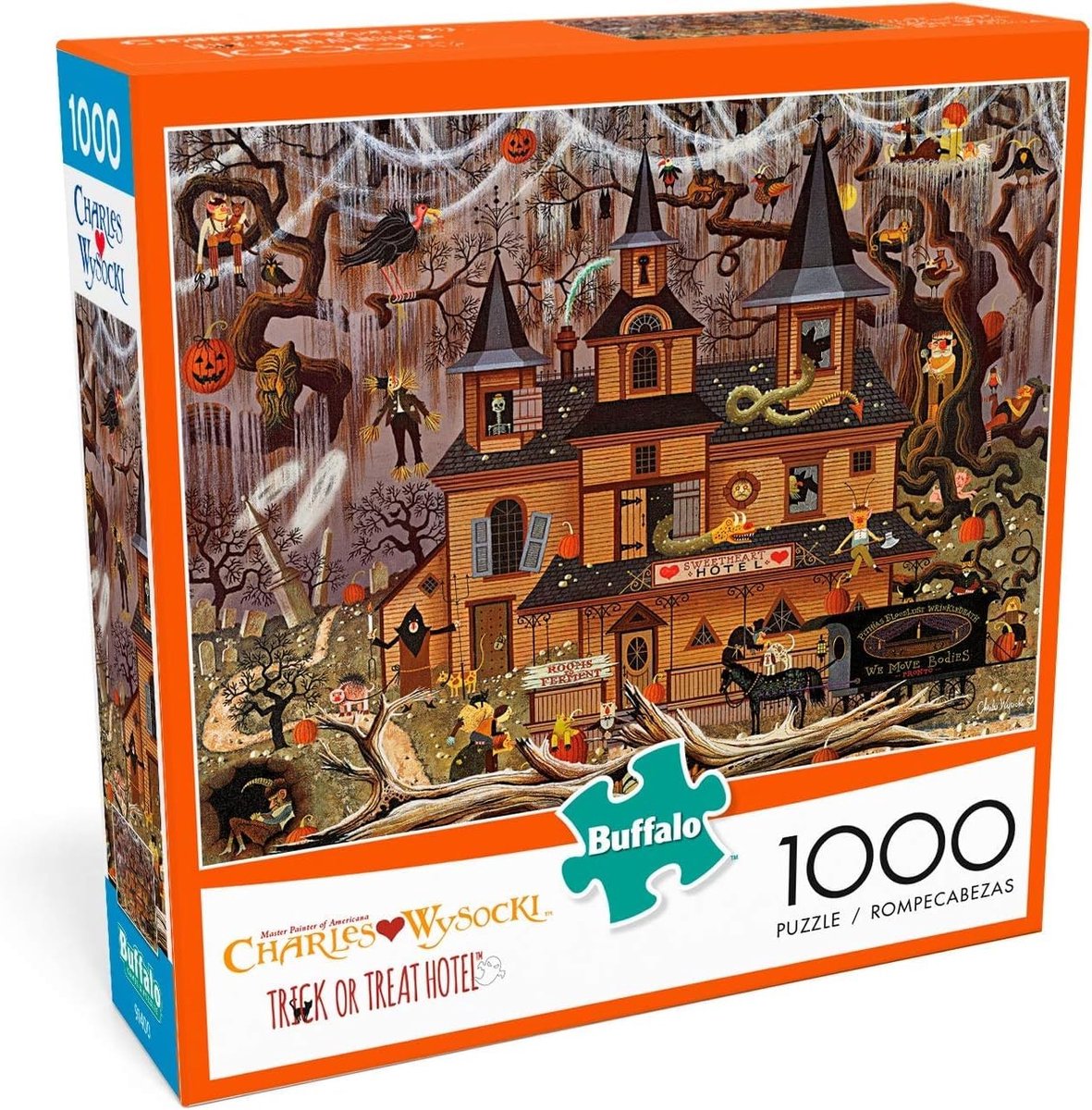 Solidchoice - Trick or Treat Hotel 1000 Stukjes Puzzel met Referentieposter