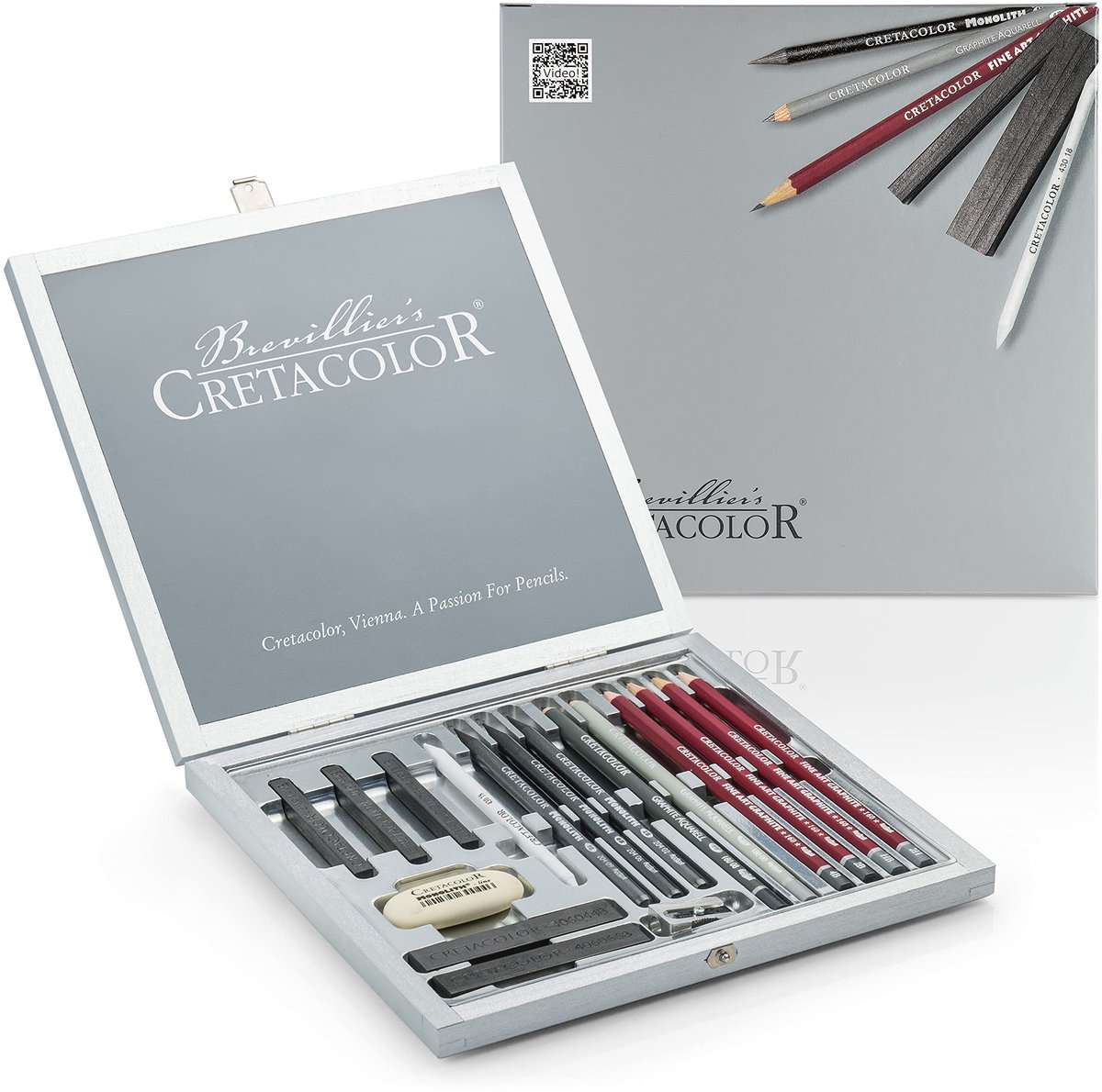 Solidchoice - Artistenset met Grafietpotloden in Houten Cassette, 17-delig