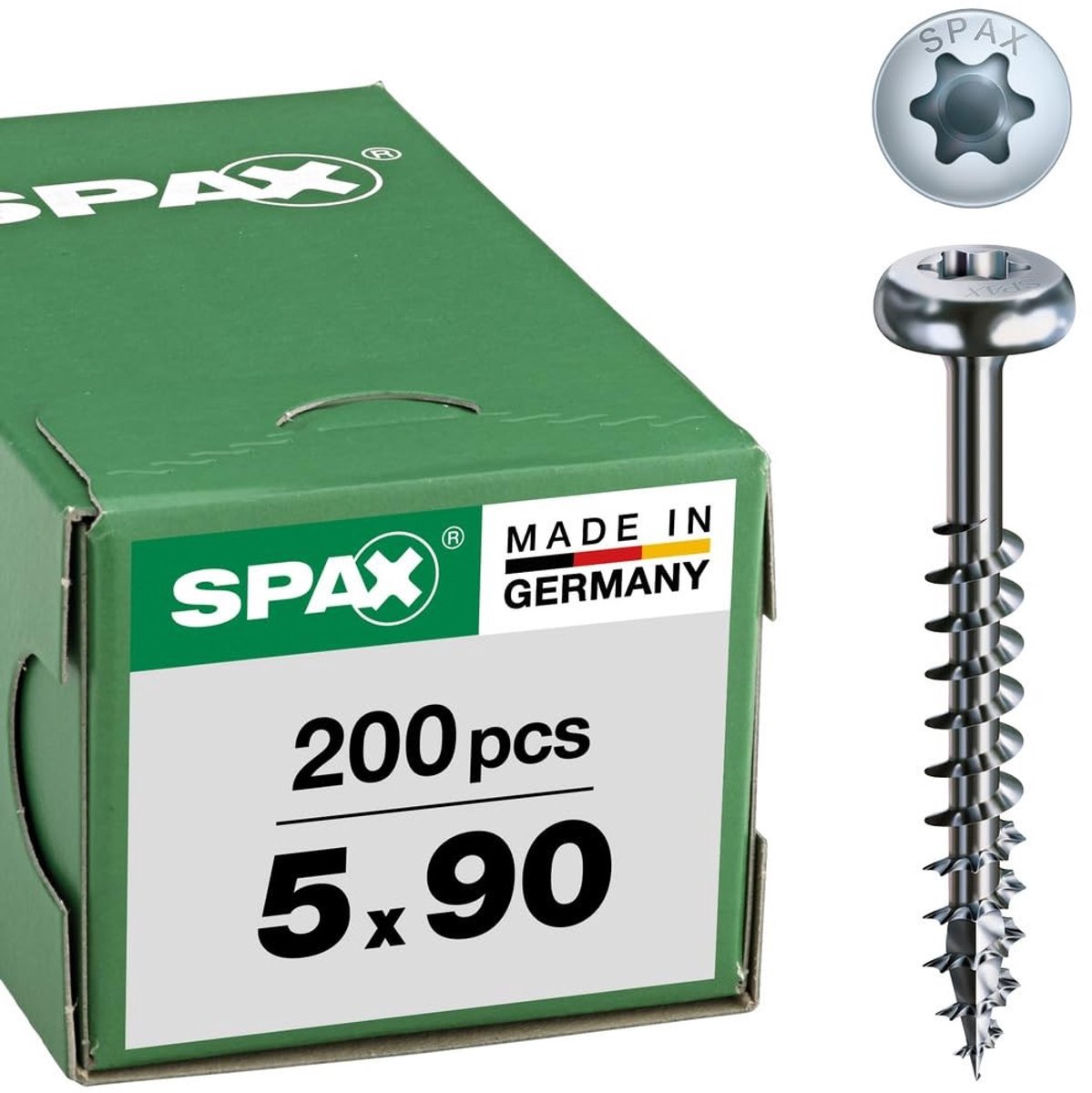 Solidchoice - Universele Schroeven 5 x 90 mm, 200 Stuks, Gedeeltelijk Gewaad, Verzonken Hoofd