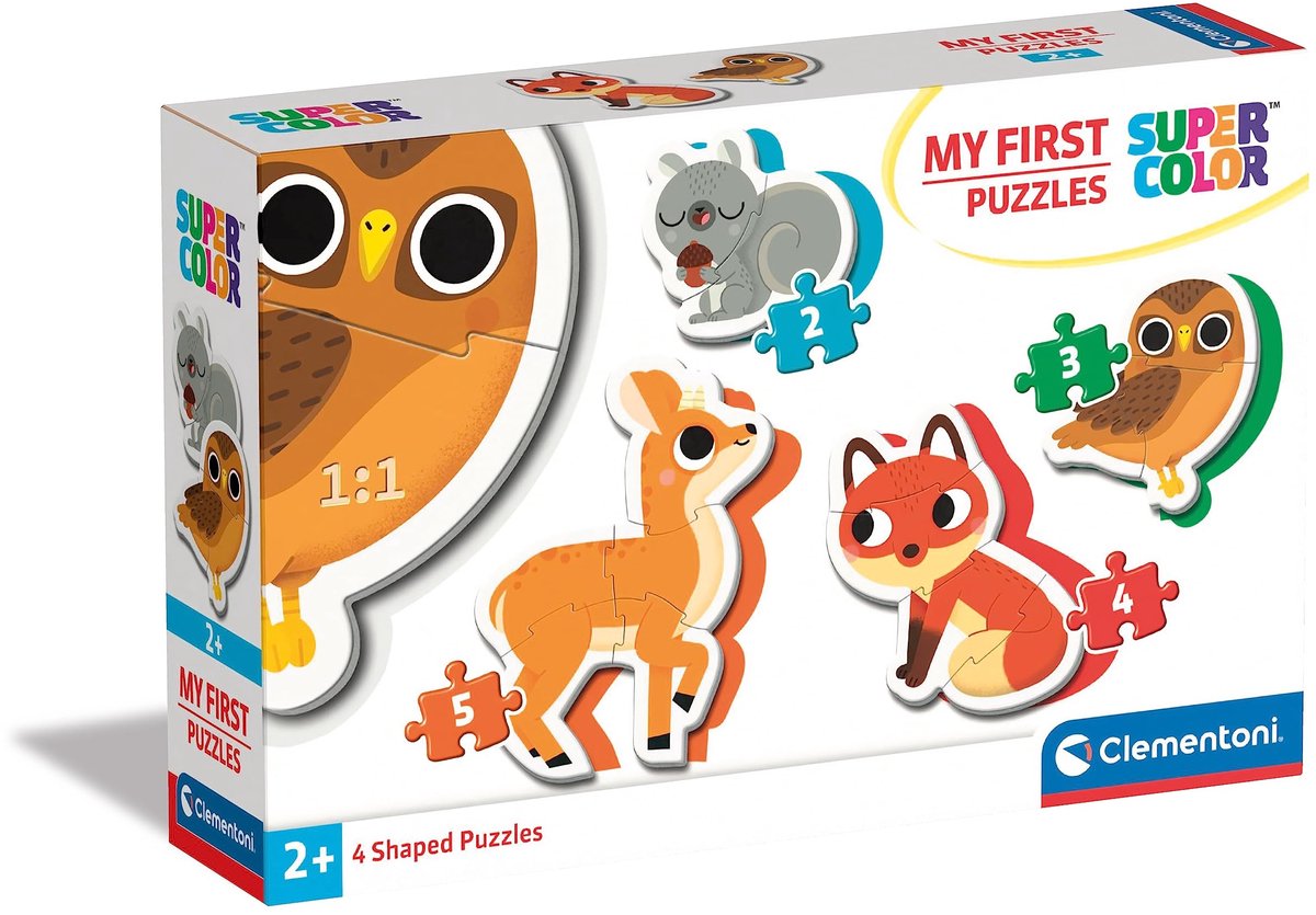 Solidchoice - Supercolour Puzzel Bosdieren 2-5 Stukken voor Kinderen