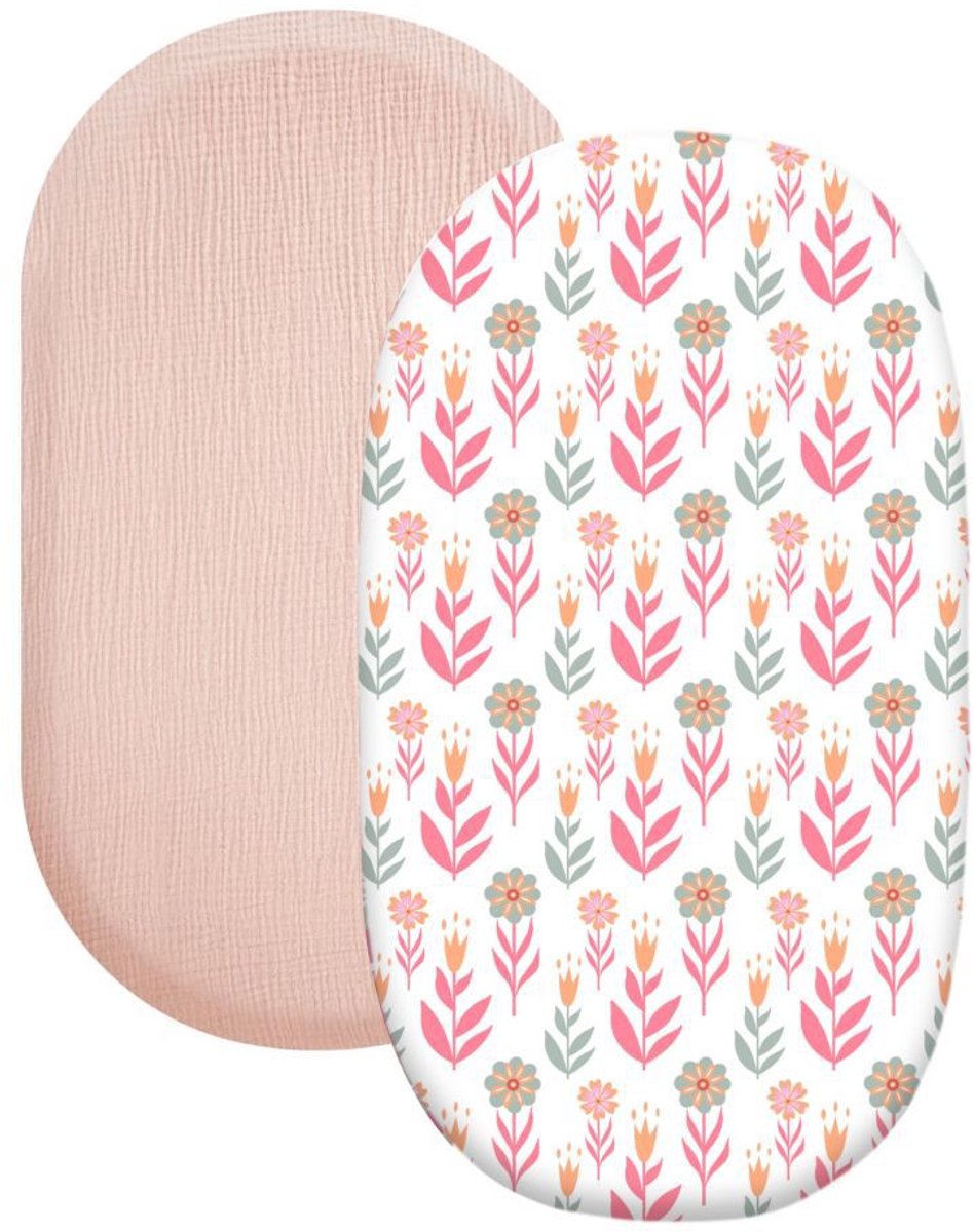 Wieg hoeslaken set van 2 stuks - ademend mousseline katoen - afneembaar wasbaar buitenhoes - geschikt voor babywieg matras - 32 * 17 inchStijl 45