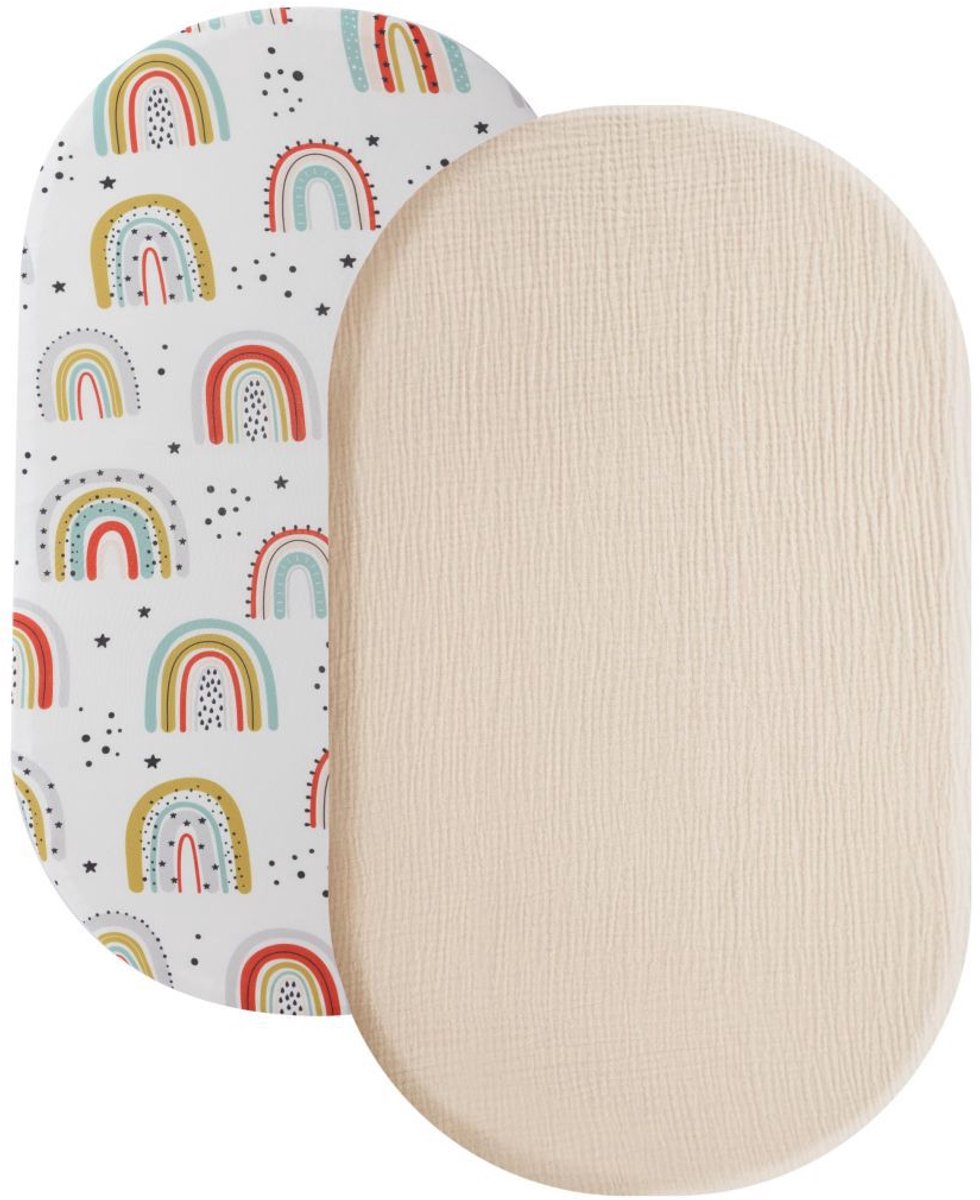 Wieg hoeslaken set van 2 stuks - ademend mousseline katoen - afneembaar wasbaar buitenhoes - geschikt voor babywieg matras - 32 * 17 inchStijl 35