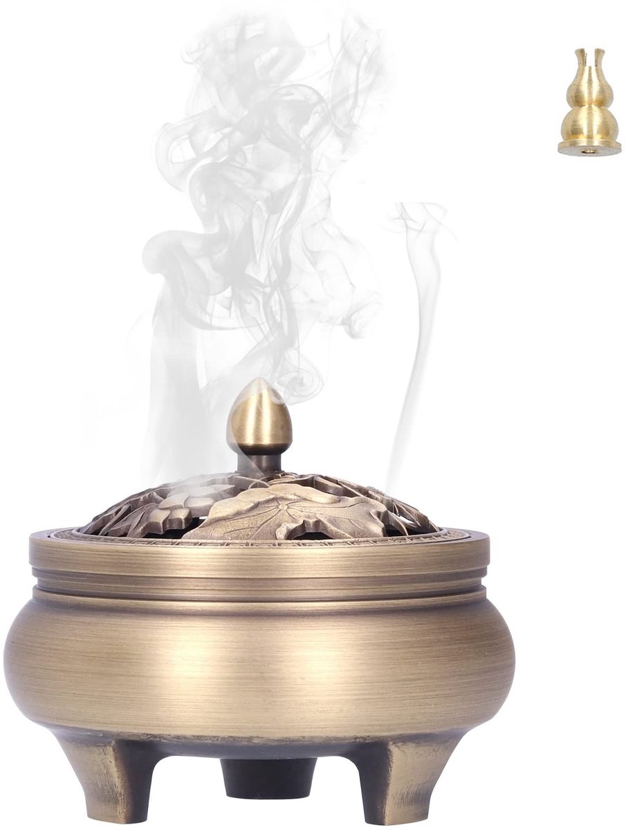 Solidchoice - Vintage Lotus Wierookhouder van Messing