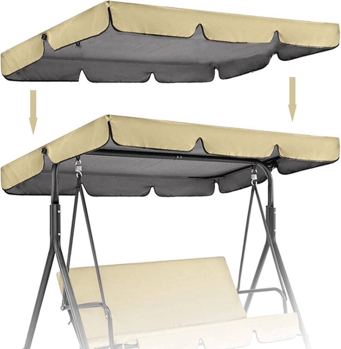 Solidchoice - Vervangende Luifel voor Schommelstoel, 2 & 3 Zitters, Beige