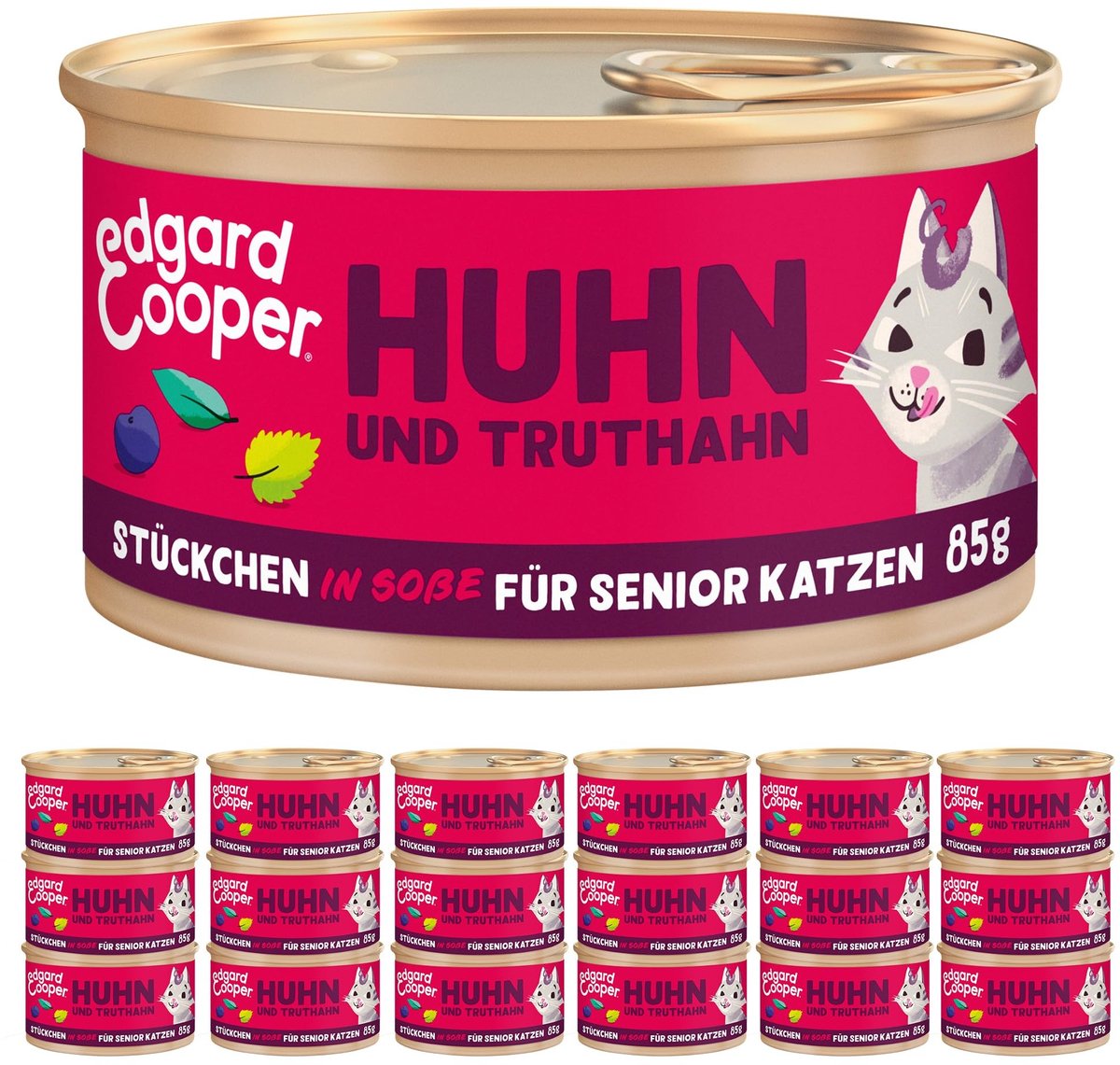 Solidchoice - Set van 18 Natvoer, Graanvrij, Kattenvoer, 85 g (Set van 18) - Echte Voeding met Gezonde Ingrediënten (Senior - Kip/Diner)