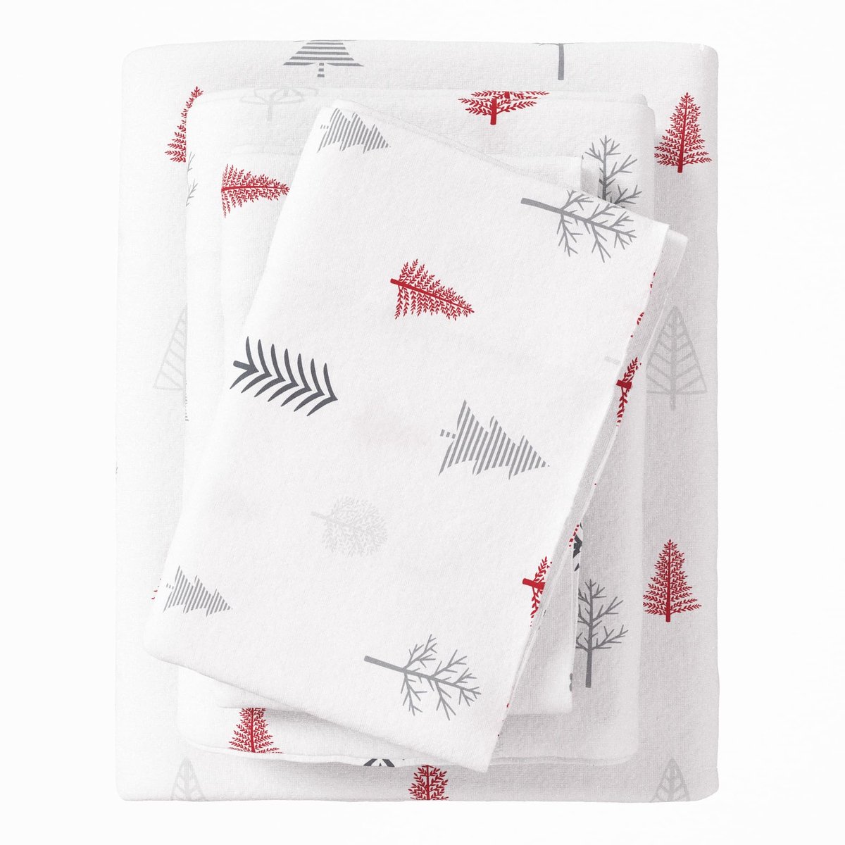 Solidchoice - Flanellen Lakenset King, 100% Katoen, 4-delige Set met Winterprint