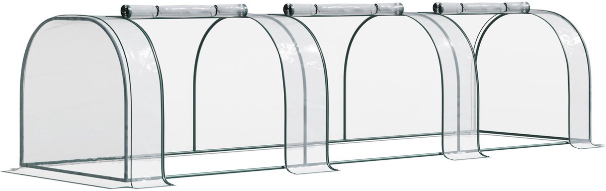 Tunnelkas met Deur - Groentekas - 350 x 100 x 80 cm - Stalen Frame - PVC-gaasfolie -Transparent