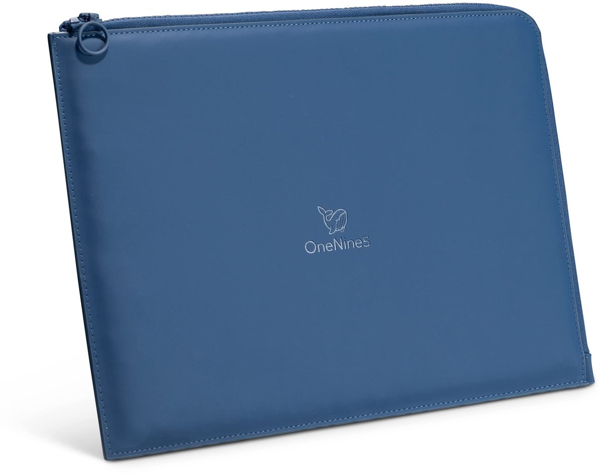 Solidchoice - Eco-vriendelijk 13 Inch Laptop Sleeve met Vegan Leren Buitenlaag, Blauw