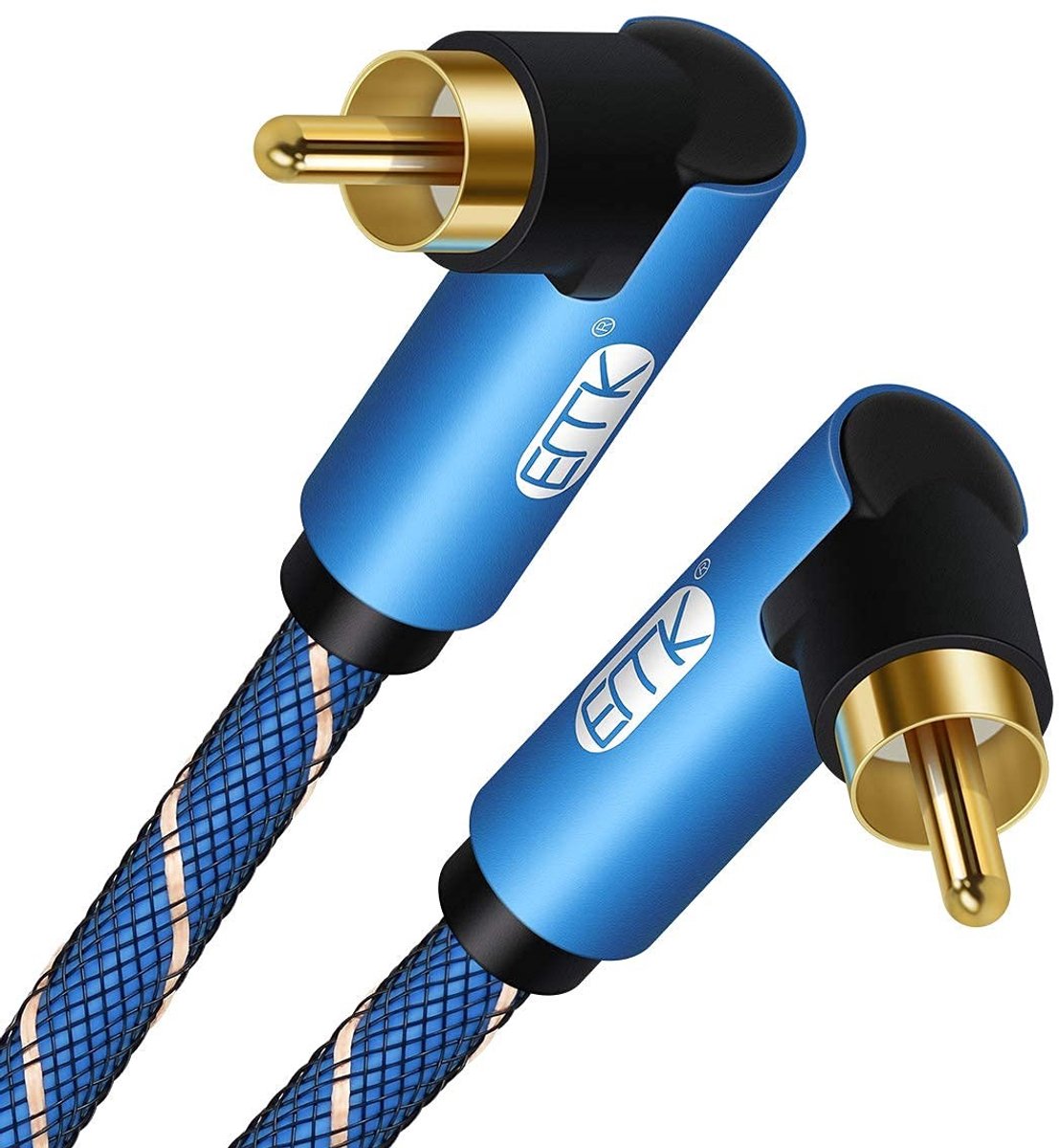 Solidchoice - 90° Subwoofer Kabel RCA naar RCA 24K Goud Geplateerd 2m