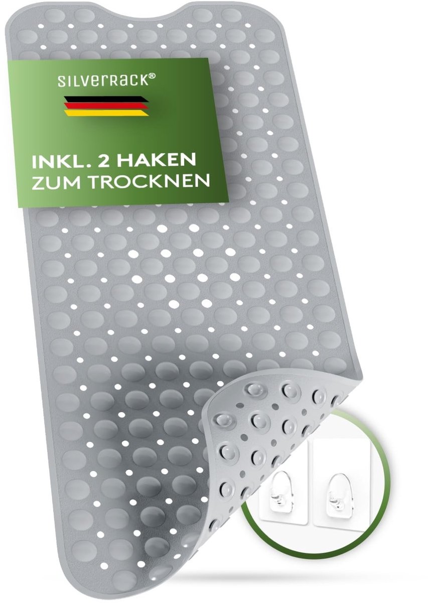 Solidchoice - Badmat 100 x 40 cm, Grijs, Antislip en Wasbaar