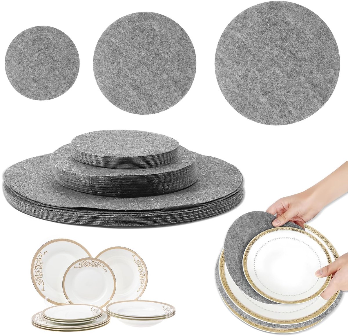 Solidchoice - Set van 24 Vilt Panbeschermers voor Keuken en Servies
