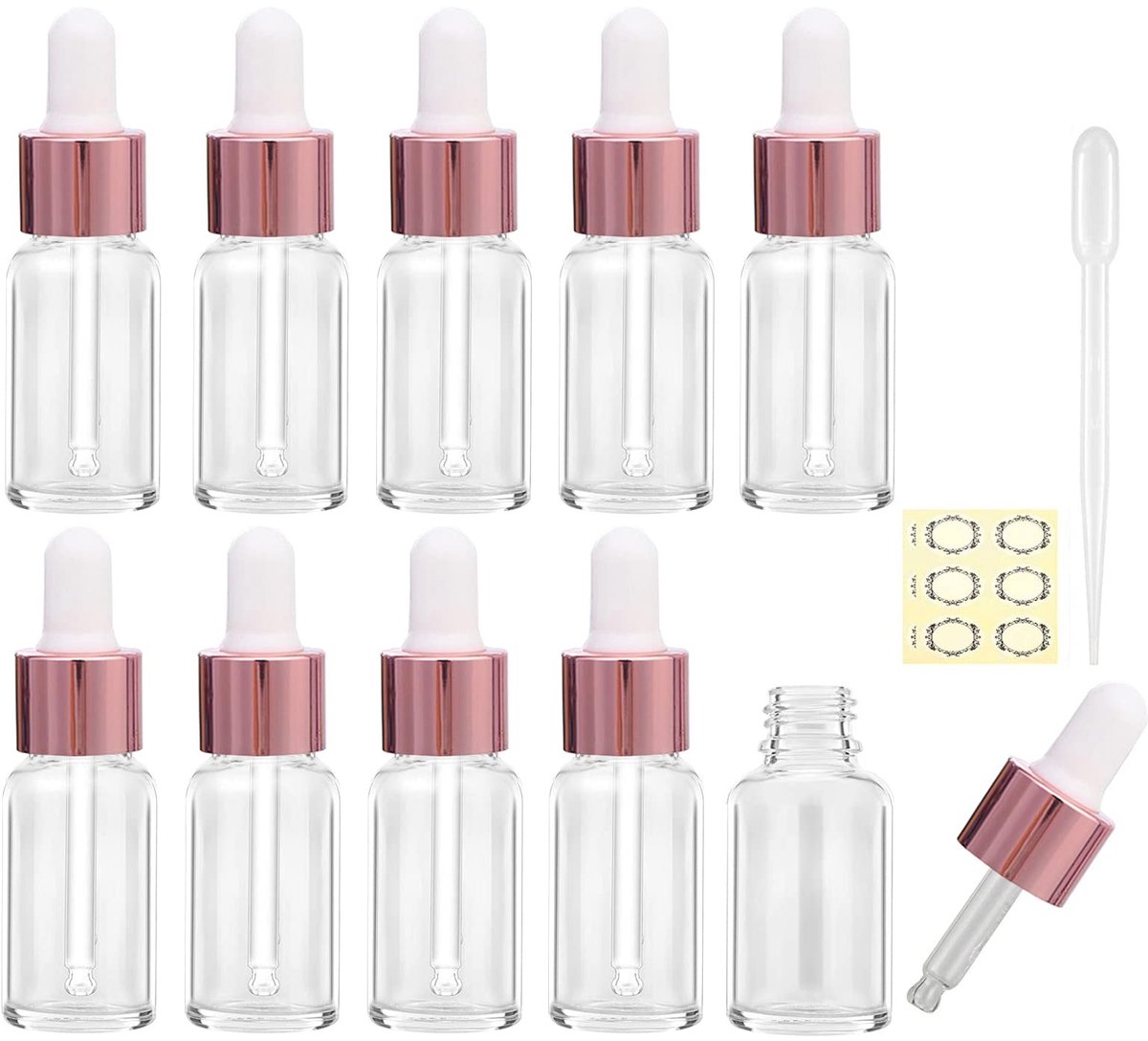 Solidchoice - 10 Stuks 5ml Heldere Glasflesjes met Dripper Pipetten
