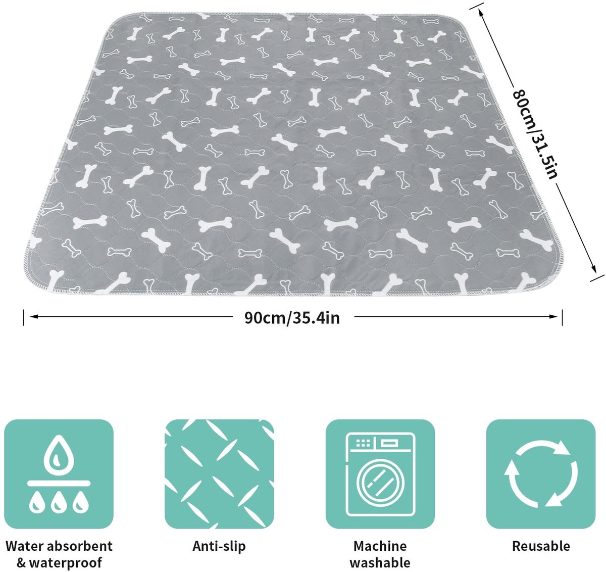 Solidchoice - Set van 2 Wasbare Puppytraining Pads 90x80cm