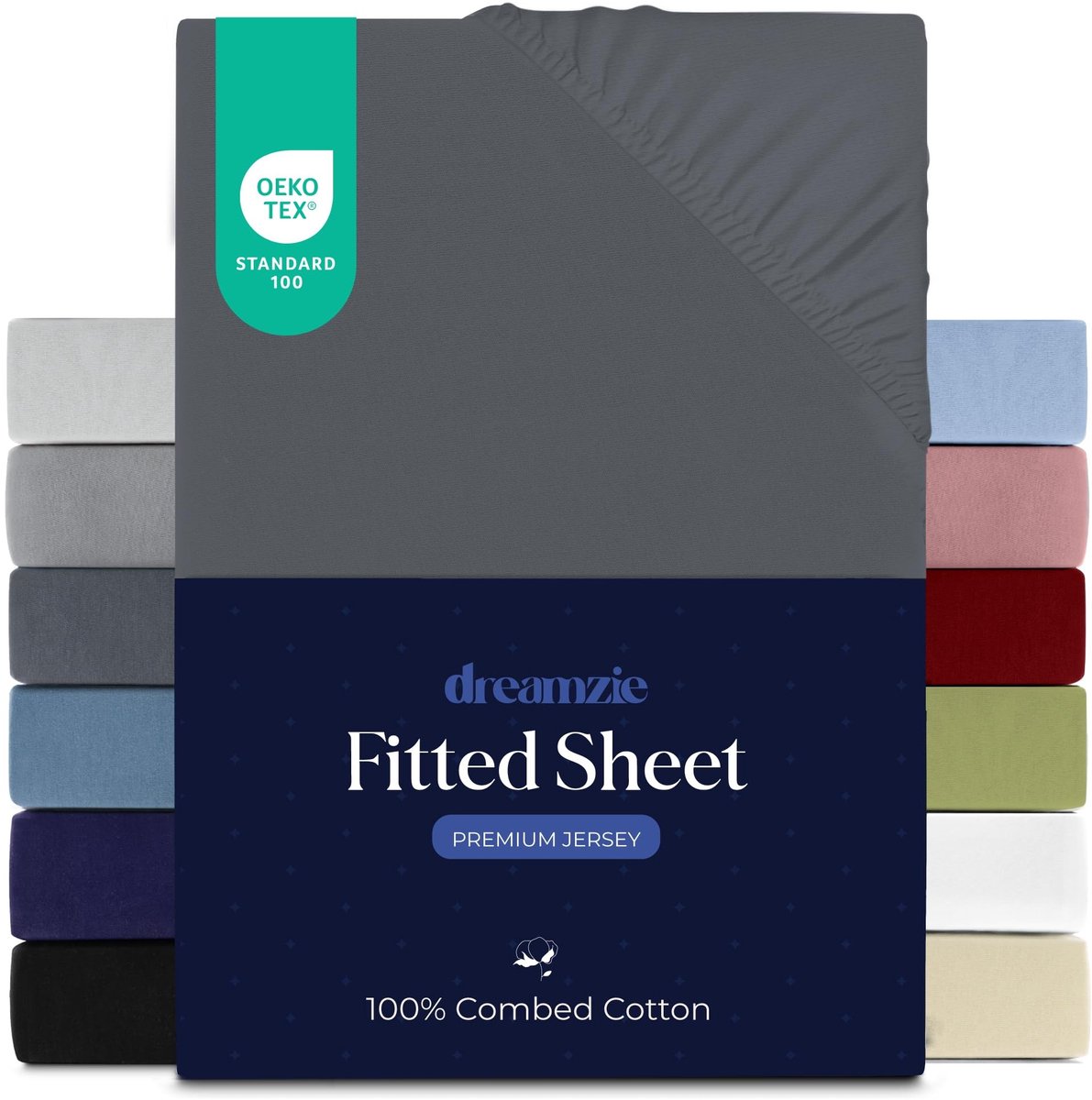 Solidchoice - Jersey Fitted Sheet 160 x 200 cm 100% Katoen Donkergrijs