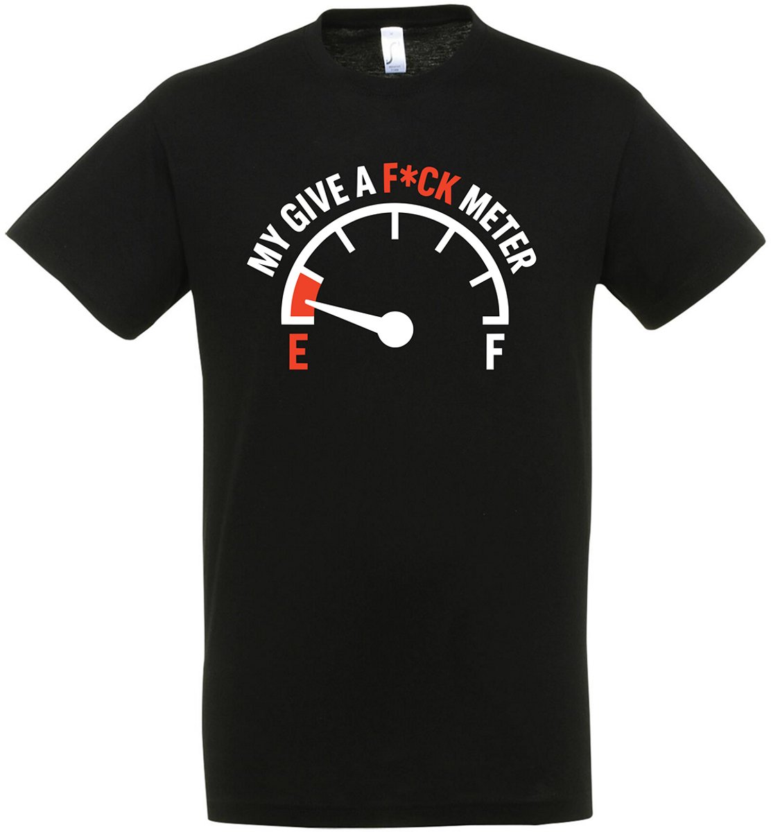 My Give A F*ck Meter T-shirt - Heren Dames Unisex - cadeau - Grappige T-shirt’s - Origineel Cadeau – Zwart - Funny - Grappig - Maat L