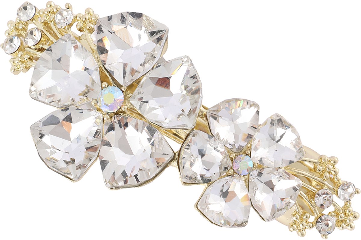 Emilie collection - Haarspeld - bloemen - kristalstenen look - goud