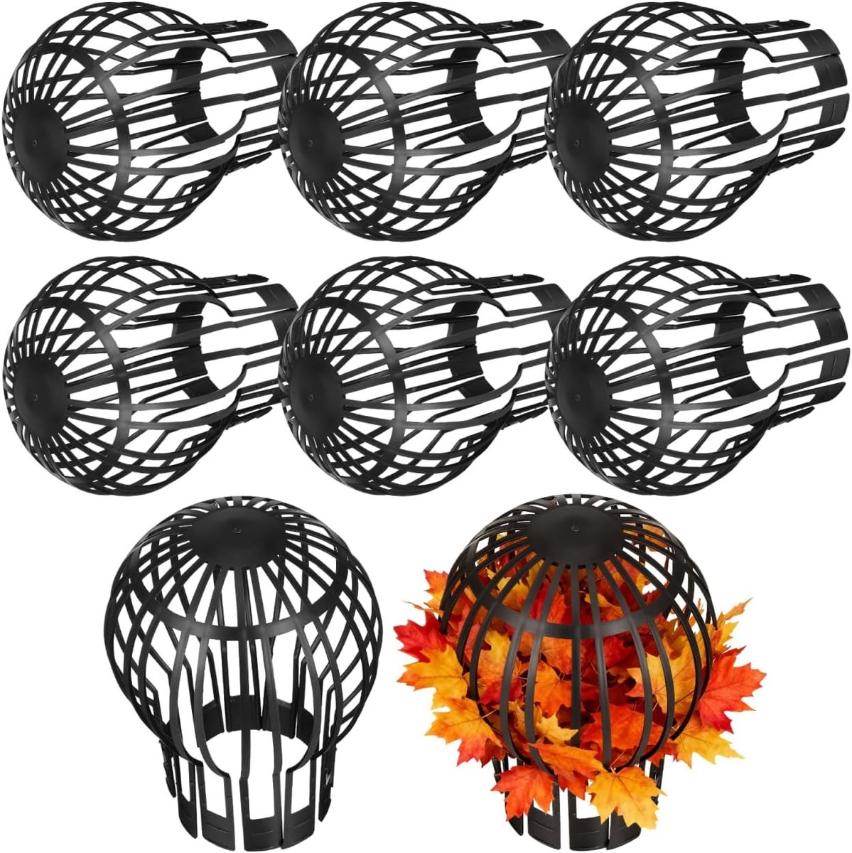 8 stuks-Afvoergootbeschermingsnet - anti-verstoppingsnet voor afvoeren - bladfilter voor afvoerbuizen - geschikt voor buizen van 2-4 inch - zwart - 12*14 cm - diameter 6*4,5 cm