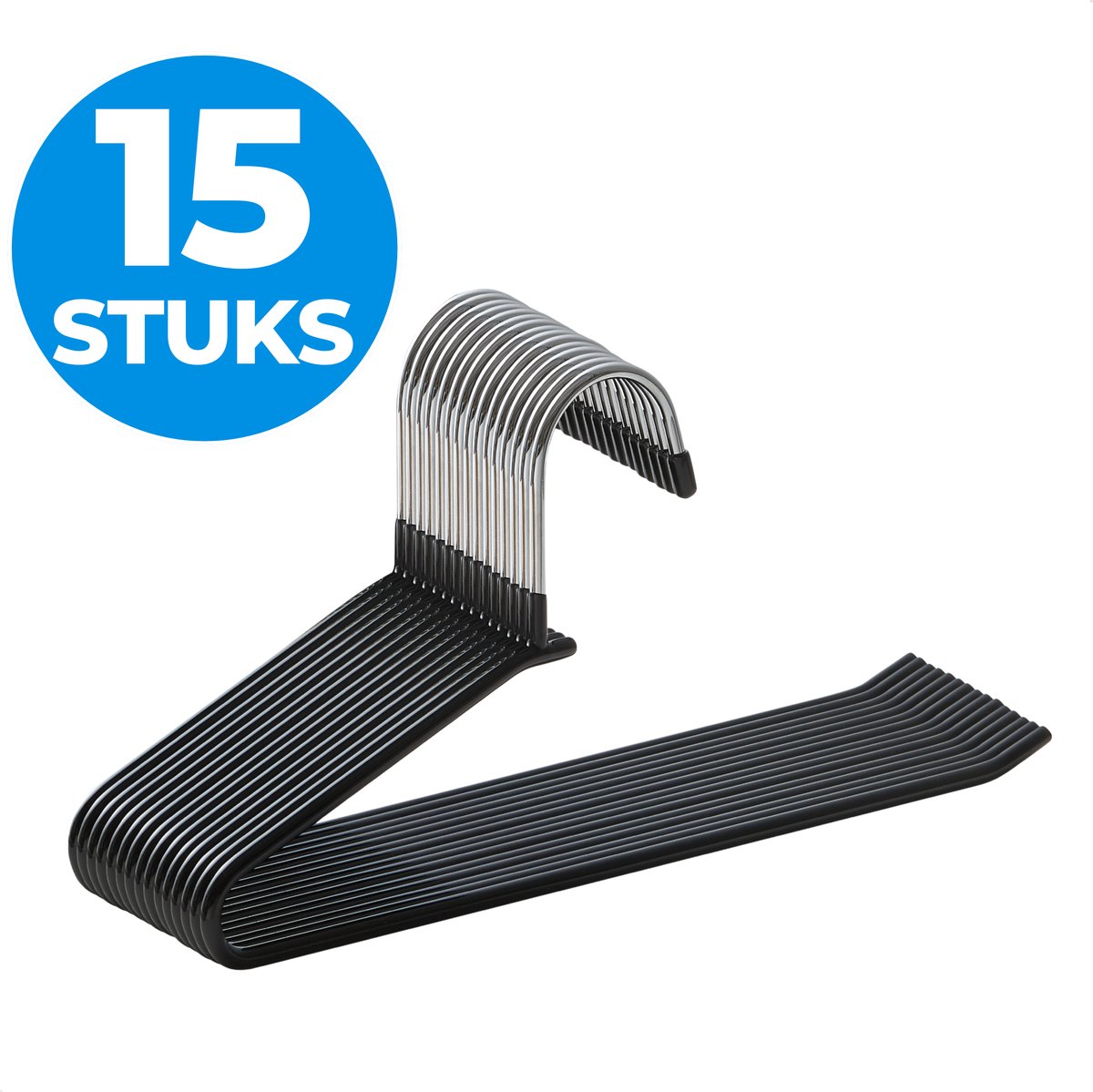 ACAZA Broekhangers - 15 Stuks - Metalen Antislip Kledinghangers - Ruimtebesparend - Zwart