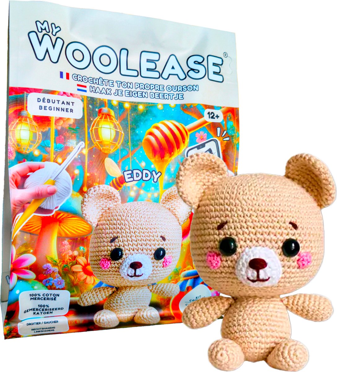 MY WOOLEASE - HAAKPAKKET - CROCHET KIT - EDDY THE BEAR - DIY - VANAF 12 JAAR OUD - GERONIMO GAMES