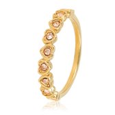My Bendel - Hartjes Ring met Zirkonia Stenen • Champagne - met Luxe Cadeauverpakking | Sieraden Voor Dames | Maat 17.00 Mm / Maat 53