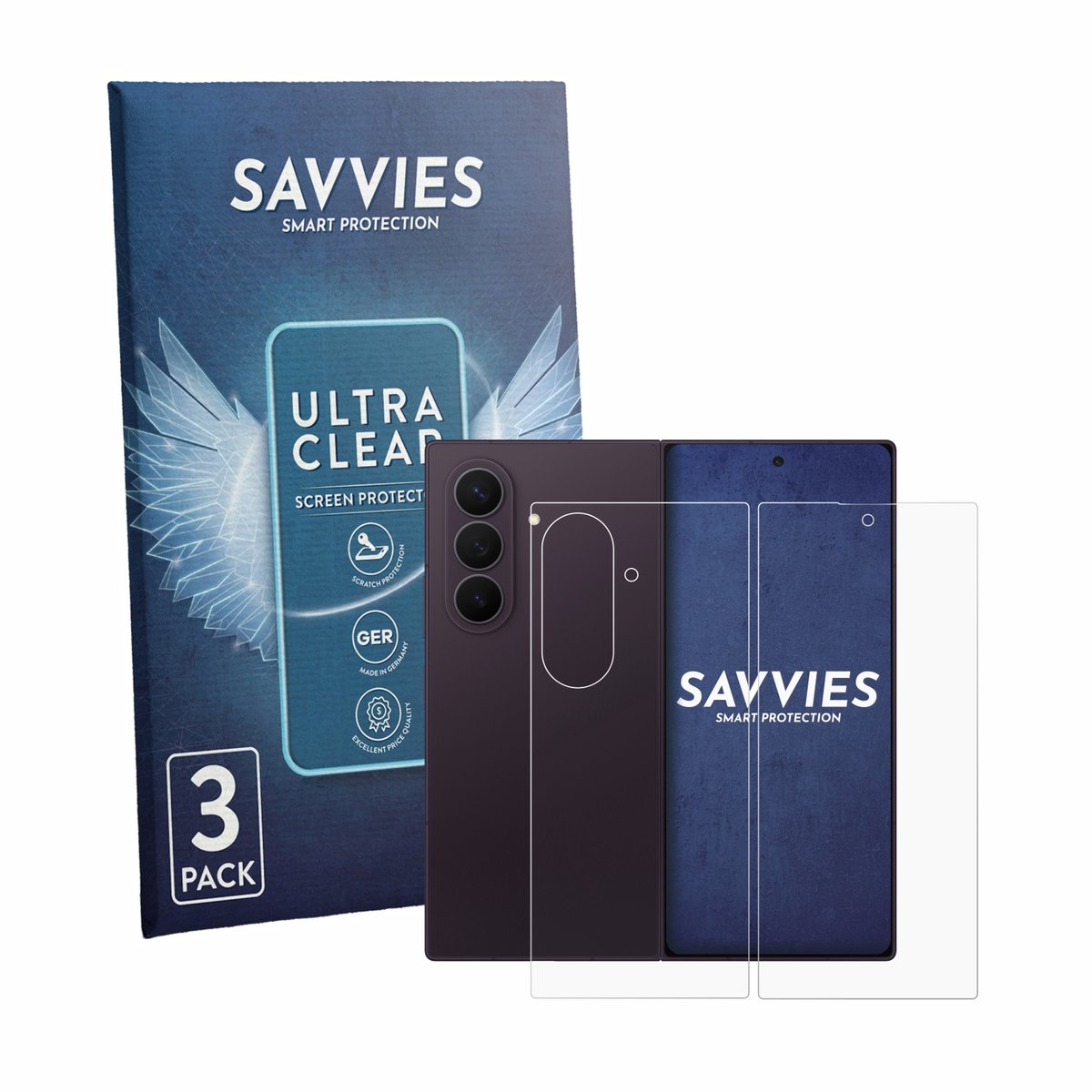 Savvies - Screenprotector voor Samsung Galaxy Z Fold 8 Ultra (Voor+Achter) - Folie Beschermfolie transparant 6 Stuks